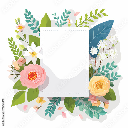 Floral frame with copy space decorative illustration for design and print
