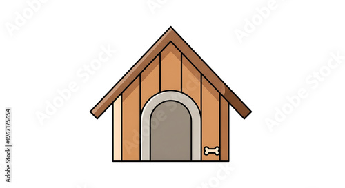 A cartoon doghouse with a brown roof and a bone on the side, perfect for pet or animal-related designs