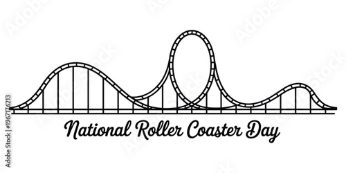 National Roller Coaster Day Minimalist Line Art