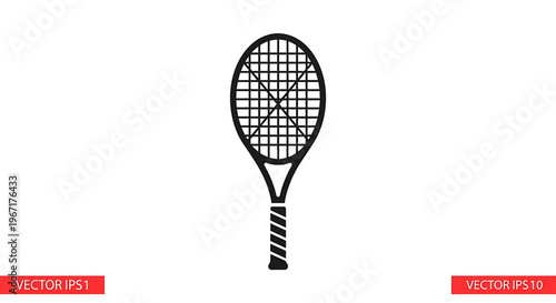 A minimalist vector illustration of a tennis racket on a clean white background