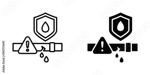 Spill Prevention icon set with style outline and solid. vector simple elements for design and presentation.
