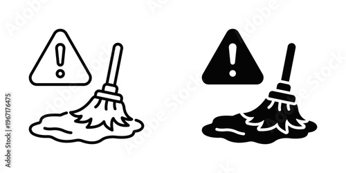 Spill Cleanup icon set with style outline and solid. vector simple elements for design and presentation.