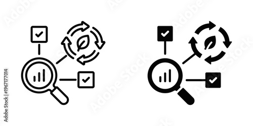 LCA Analysis icon set with style outline and solid. vector simple elements for design and presentation.