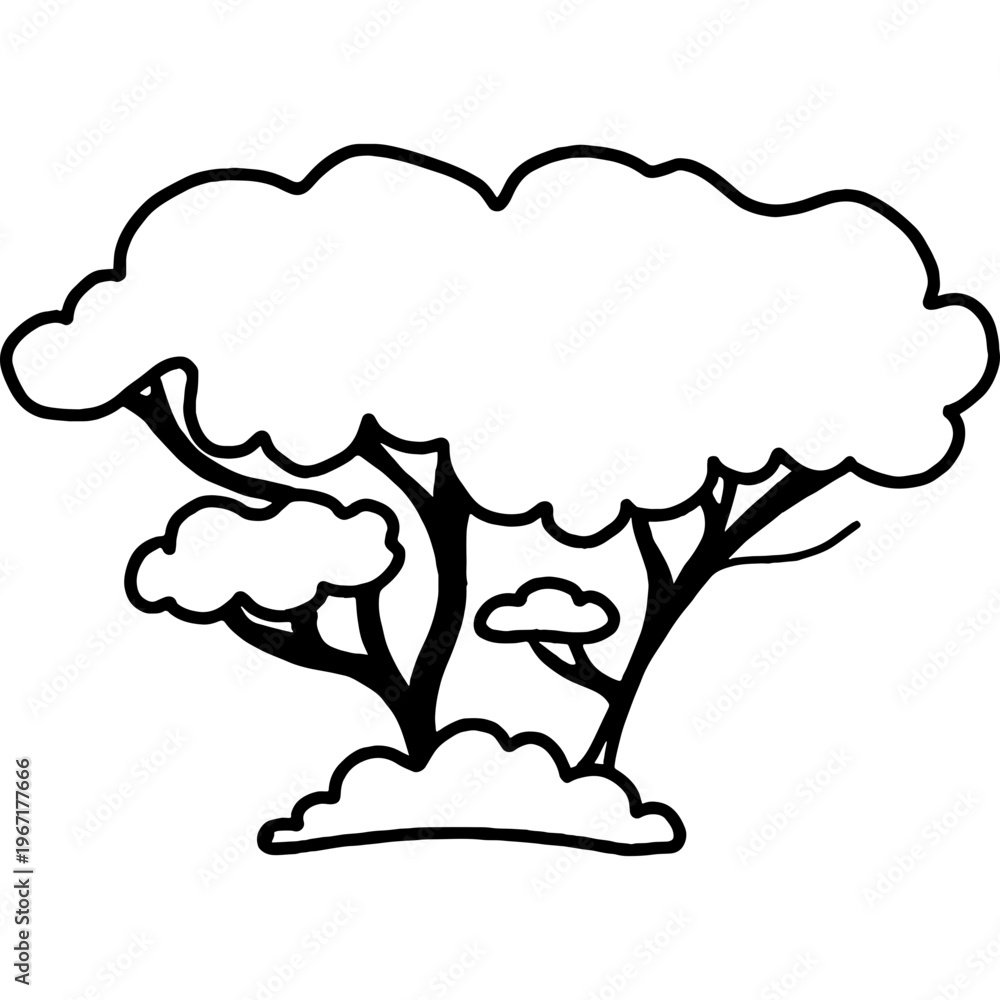 Fototapeta premium Acacia tree outline vector. Flat-top savanna plant for African landscape concepts and exotic garden design