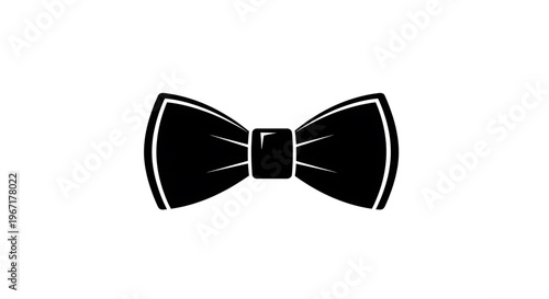 A minimalist black bow tie icon on a white background, perfect for formal event invitations or fashion branding