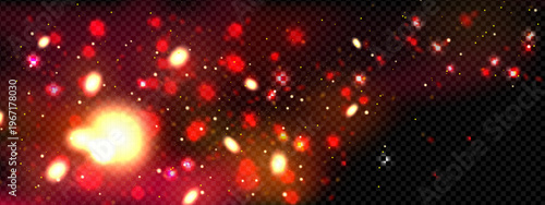 Red firefly sparkle overlay. Glitter particle in pink and orange with magic smoke. Galaxy spell with stardust shimmer and twinkle. Dusty summer bug burst for special shiny celebration illustration