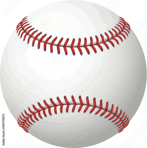 Photography Realistic White Baseball Ball with Red Lace Stitch Detailed 3D Style Sports Equi