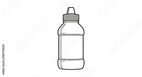 A minimalist line art illustration of a plastic squeeze bottle with a nozzle