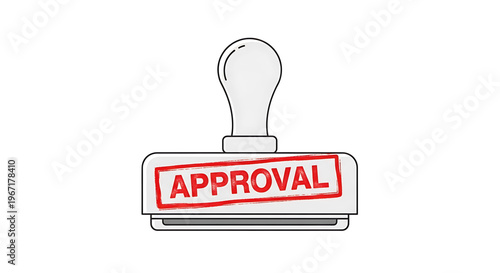 A rubber stamp with the word 'approval' in red ink on a white background