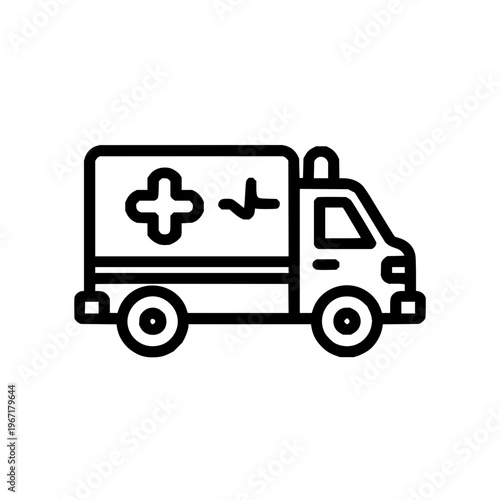 Ambulance Vehicle Icon with Cross and Siren