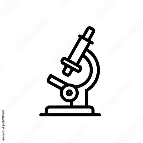 Black Microscope Icon on White Background