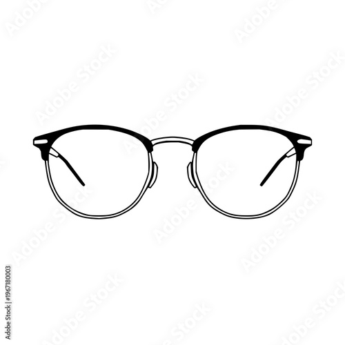 Black Eyeglasses Isolated on White Background