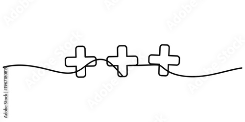 Continuous Line Art with Three Plus Signs