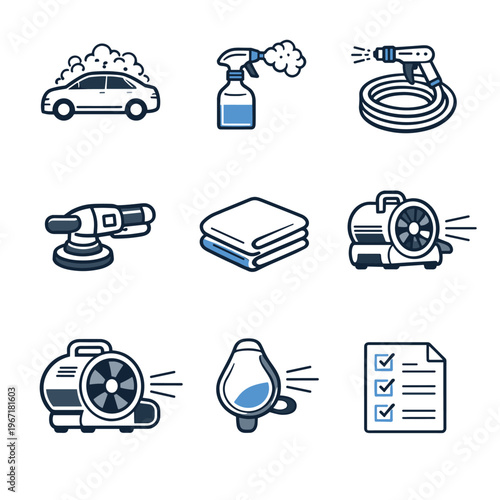 Vehicle cleaning and detailing icons