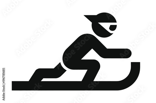 Vector of a person riding a sled with a helmet