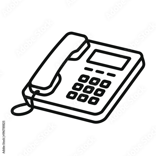 Vector of a classic landline telephone with a handset resting on top of the base