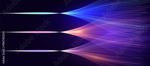AI Fiber Network Connect Abstract Background. Artificial Intelligence Digital Transformation Data Wave Flow Line. Technology Energy Stream. Futuristic Science Tech. Vector Illustration