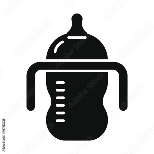 Vector of a baby bottle with a sippy cup design and handles