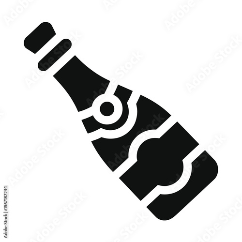 Minimalist vector of a champagne bottle ready to be opened for celebration