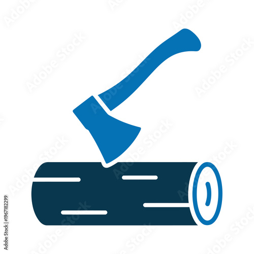 Vector of an axe embedded in a chopped log
