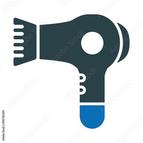 Vector of a blue and black hair dryer icon isolated