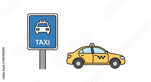 Yellow Taxi Cab Transportation Service Vehicle.