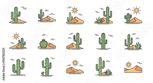 Desert Cactus Plants in Landscape.