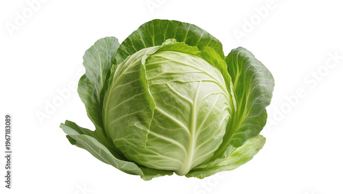 фотографія Fresh green cabbage with crisp leaves, isolated on transparent background