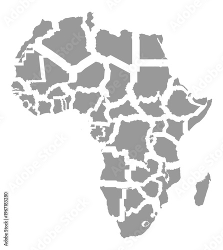 Obraz na plátně Africa map vector disjoint exploded puzzle ghost soft grey minimal standard merc