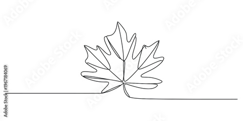 Minimalist Continuous Line Drawing of a Maple Leaf
