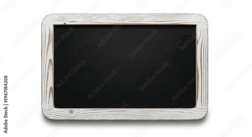 Fototapeta premium Empty rustic wooden frame with a black chalkboard insert silhouette