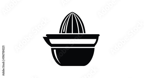 Black citrus juicer illustration with a bold graphic silhouette high quality