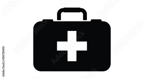 Black medical case with white cross symbol a striking silhouette