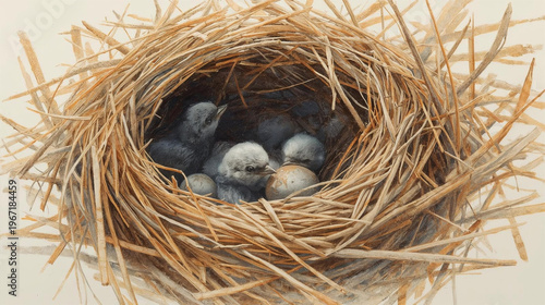 birds nest with eggs