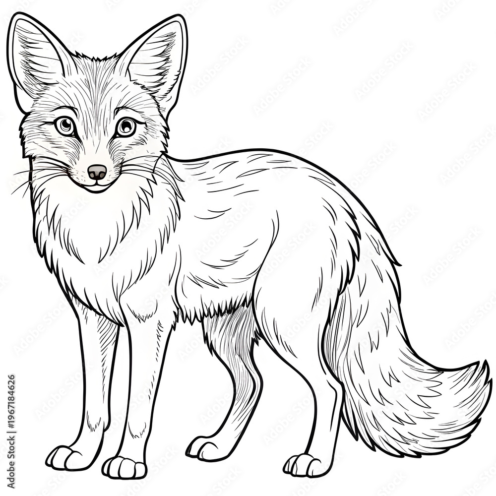 Obraz premium corsac fox animal isolated coloring page for kids