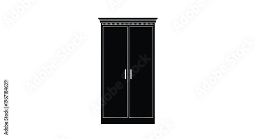 Black wardrobe with two doors and handles a striking silhouette