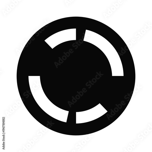Vector loading icon with a black circle and white curved lines on a white background