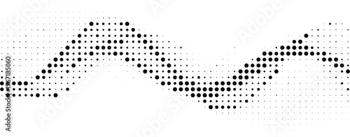 Fluid horizontal wave flow halftone design concept with dots texture for motion graphics and digital wallpaper backgrounds.