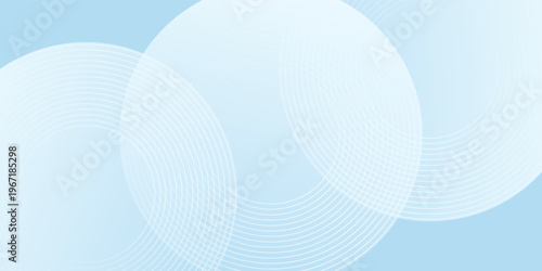 Abstract minimalist banner background, pastel colorful, blue and white gradations. Circle effect style modern art
