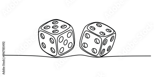 Continuous Line Drawing of Playing Dice