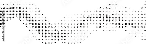 Dashed horizontal wave halftone design concept with dots texture for linear motion and architectural decoration.