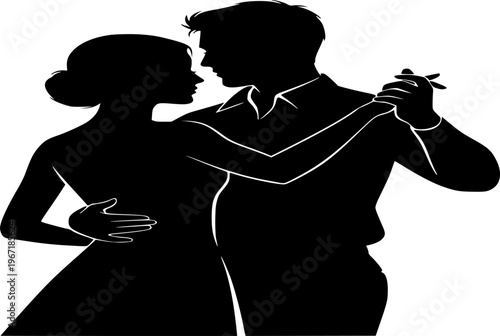 Slow Dance Silhouette Romantic Night Couple Waltz Ballroom Black Vector