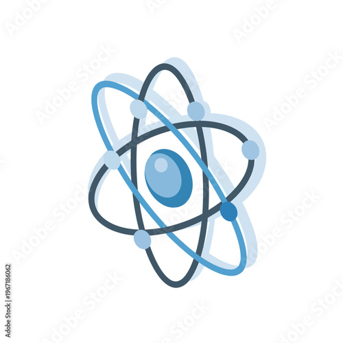 Stylized Atom Model with Blue Nucleus.