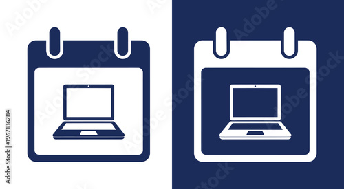 Laptop Screen Online Calendar and Digital Schedule Icon