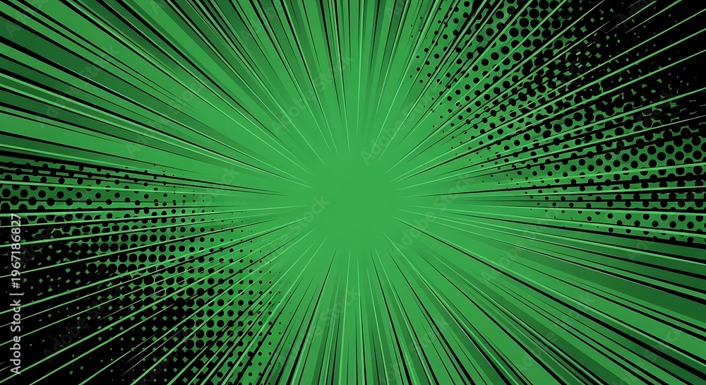 Fototapeta premium Green burst of energy with comic book style.