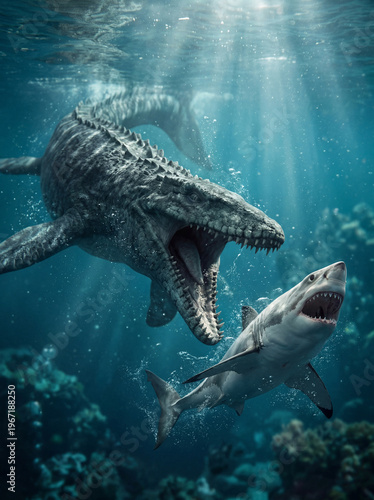 Mosasaurus in the water