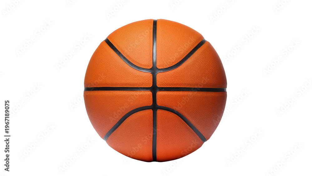 Fototapeta premium Orange textured basketball with black lines, isolated on transparent background