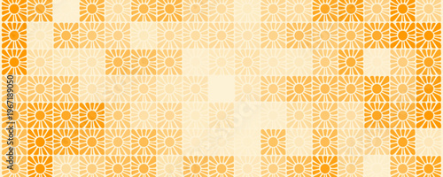 Sun Groovy Background Summer Geometric Pattern, Yellow Sunny Flower Texture for Vocation Adventure Holiday Camp, Kid Baby Wallpaper, Renewable Energy Clean Power Graphic. Vector Illustration