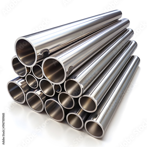 metal pipes isolated on white background 3d illustration