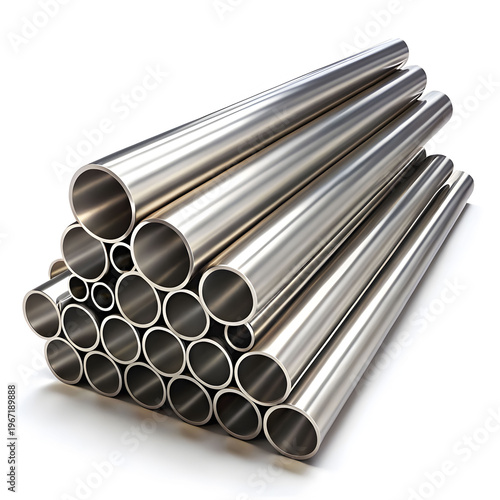 metal pipes isolated on white background 3d illustration